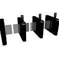 Public Facilities Access Control Turnstiles With Silver Metal And Blue Indicators 3d model