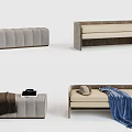 Bed end stool combination bench 3d model