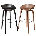 Modern Black and Brown Wooden Bar Stools With Sleek Design and Slim Legs