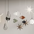Modern Chandeliers Showcasing Star Cloud Circle And Geometric Shape Designs 3d model