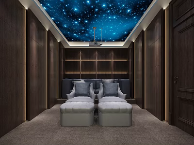 American Style Video Room Simple Home Video Room Sofa Starry Top Projector 3d model
