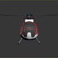 Red And White Helicopter With Transparent Cockpit Propeller And Landing Gear