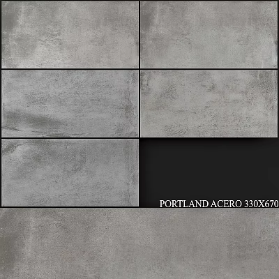 Portland Acero 330X670 Gray Textured Tile For Modern Wall And Floor Design 3d model