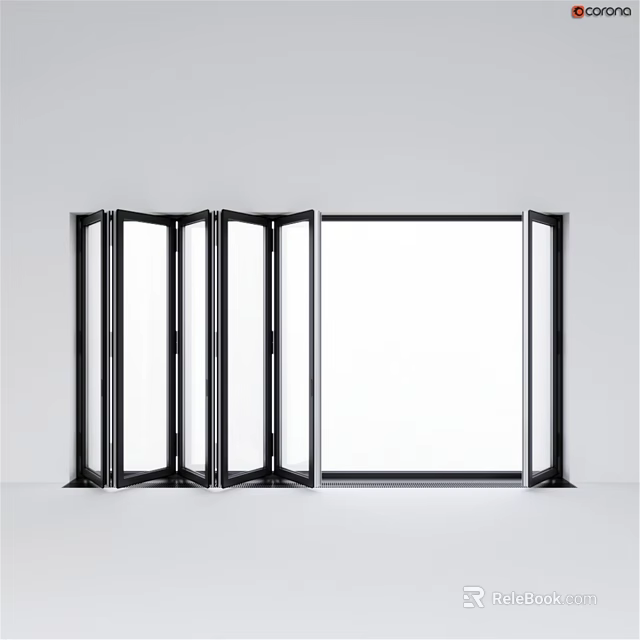 Sleek Modern Casement Windows With Black Frames And Transparent Glass Panels 3d model 