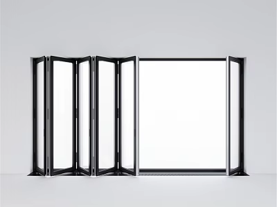 Sleek Modern Casement Windows With Black Frames And Transparent Glass Panels 3d model