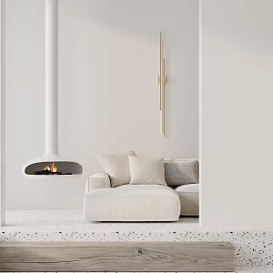 modern fireplace double sofa 3d model