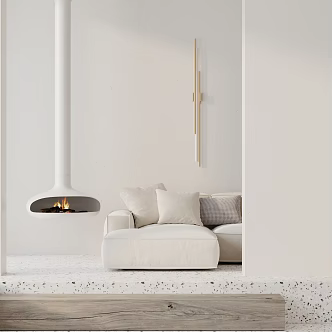 modern fireplace double sofa 3d model