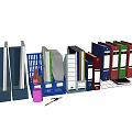 Organized Office Document Storage With Colorful Folders And Labeled Binders 3d model