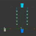 Industrial Metal Frame Structure with Pipes Blue Barrels and White Components