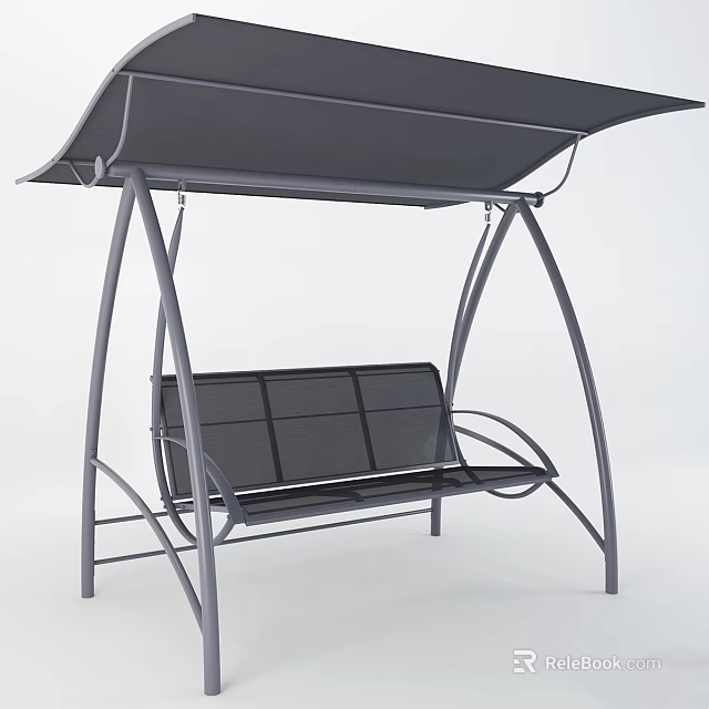 Outdoor Play Equipment Garden Swing With Metal Frame Black Mesh Bench And Canopy 3d model 