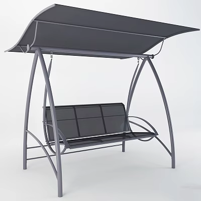 Outdoor Play Equipment Garden Swing With Metal Frame Black Mesh Bench And Canopy 3d model