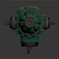 Green Fire Hydrant With Fluted Body Round Base And Metal Outlets