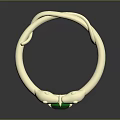 Elegant White Metal Ring with Twin Snake Head Design and Sparkling Green Gemstone Centerpiece