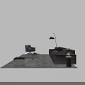 Modern Brown Sofa And Coffee Table Set With Armchair Floor Lamp Pillows And Rug