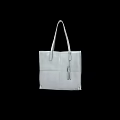 Sleek White Leather Handbag Featuring Long Handles Rectangular Shape And Tassel Detail Design