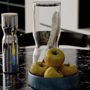 Modern decoration combination seasonings bottle kitchen decoration fruit cup 3d model