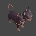 Mythical Two Headed Dogs With Horns And Snake Like Tail Game Movie Character