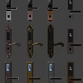Various Decorative And Digital Door Locks With Stylish Handles In Different Colors
