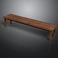 Rustic Solid Wood Bench With Brown Surface And Metal Rivets Details