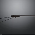 Red Rifle With Long Barrel And Curved Stock In Gray Background Simple Design