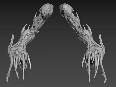 Symmetrical Horror Fantasy Game Movie Character With Sharp Skeletal Claws And Limbs 3d model