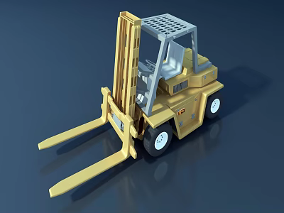 Industrial Equipment Yellow Forklift with Cabin Wheels and Forks for Material Handling 3d model