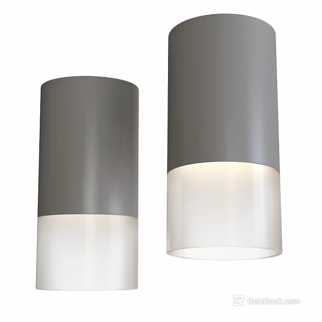 Modern Cylinder Ceiling Lights With Gray Upper And White Lower 3d model 