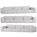Modern Modular Sectional Sofa with White Fabric and Brown Leather Design 3d model