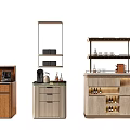Stylish Modern Wooden Sideboard With Storage Drawers Shelves And Coffee Maker