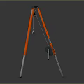 Commercial Tripod Equipment With Orange Legs Silver Frame And Pulley System