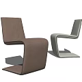Sleek Modern Dining Chairs With Brown Light Gray Leather And Curved Lines