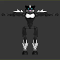 Black And White Mechanical Creature Robot With Armored Body And White Accents Standing Pose