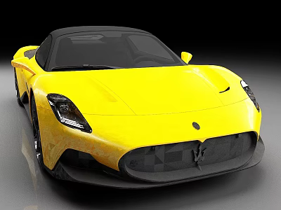 Yellow Sports Car With Sleek Design Black Roof And Front Grille Headlights 3d model