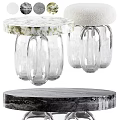 Elegant Modern Stool Featuring Round Marble Top And Clear Glass Legs For Interior 3d model