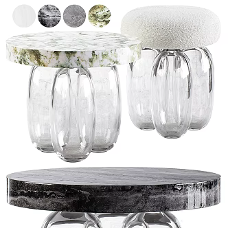 Modern glass marble stool 3d model
