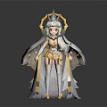 Fantasy Female Character Featuring Mythical Creature Wings And Horned Headdress In Golden White Attire
