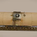 Old Rusty Industrial Railway Tank Car with Ladder and Valves on Tracks