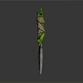 Fantasy Green Dagger With Textured White Blade And Plant Like Leaf Wrapped Hilt
