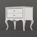 White Bedside Table With Gold Decorative Patterns Curved Legs And Elegant Design