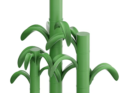 Fresh Green Bamboo Plants With Lush Leaves And Slender Stalks 3d model