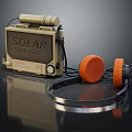 Solar Powered Digital Lantern With Orange Earphones And Functional Accessories 3d model