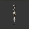 Futuristic Game Movie Character in White Armor With Brown Accents Mechanical Arms Legs Helmet Design