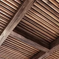 Wooden Ceiling With Beam And Slat Structure 3d model