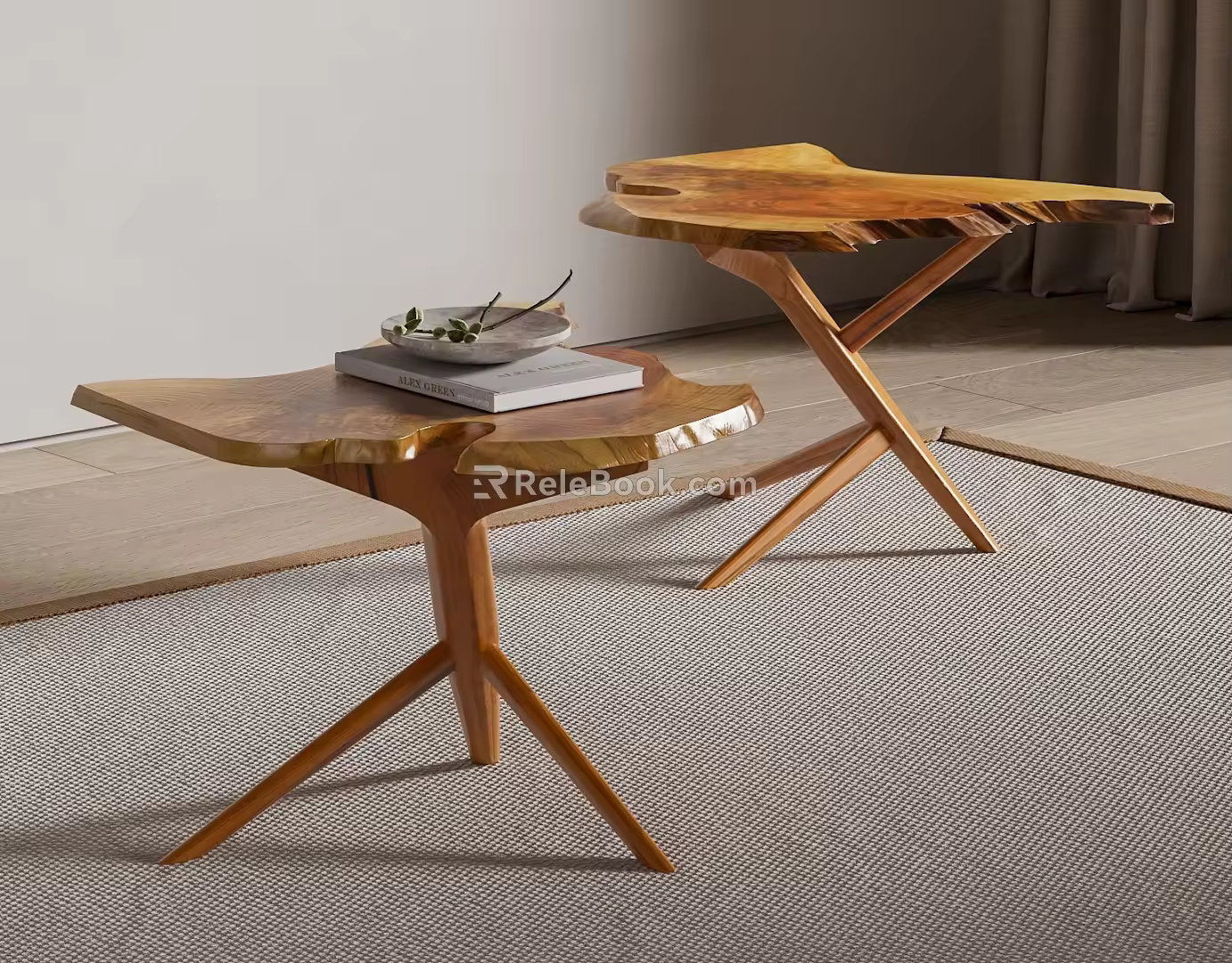 Middle Ancient Log Corner Table American Tea Table Alien Tea Table 3d model