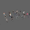 Group of People Engaged in Different Activities Including Cycling and Walking Outdoors