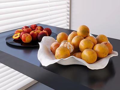 fruit orange peach fruit plate 3d model