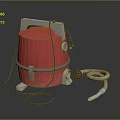 Red Electric Pump With Gray Handle Power Cord And Flexible Rubber Hose
