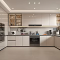 Modern Kitchen Interior With White Cabinets Built in Appliances And Bright Window