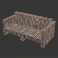 Outdoor Wooden Bench With Slatted Backrest And Armrests For Garden Patio