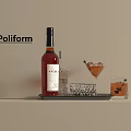 Poliform Modern Liquor Bottle And Drinking Glasses Arranged On Stylish Tray With Minimalist Setting